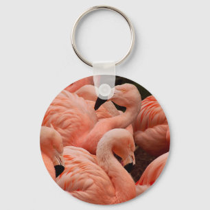 Pink flamingos key ring