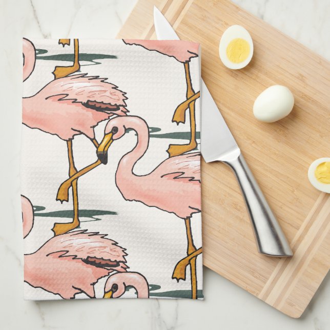 Pink Flamingos Kitchen Towels (Quarter Fold)