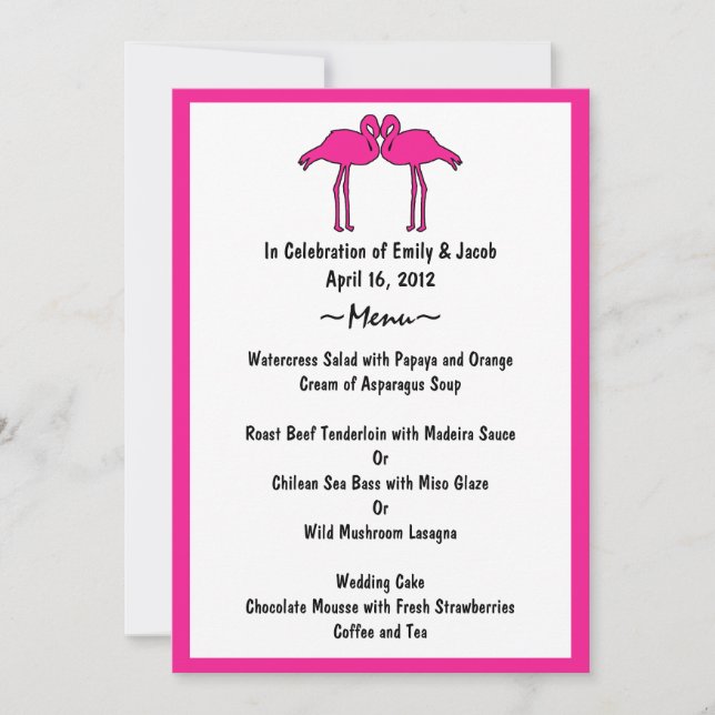 Pink Flamingos Menu Cards (Front)