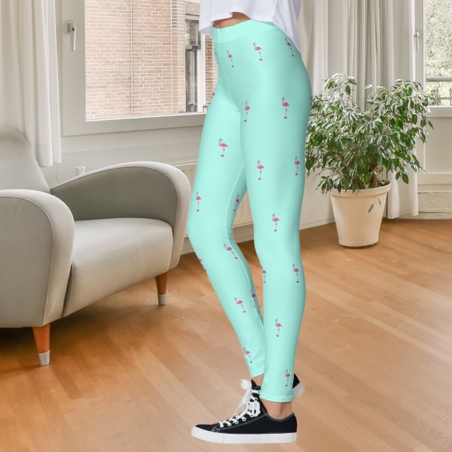 Pink flamingos mint green leggings (Creator Uploaded)