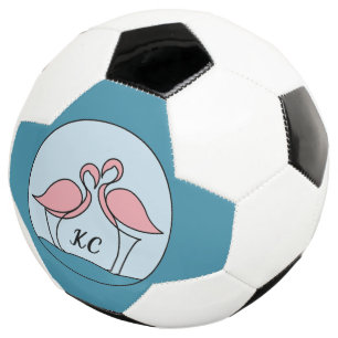 Pink Flamingos Monogram Art, or Photo Soccer Ball