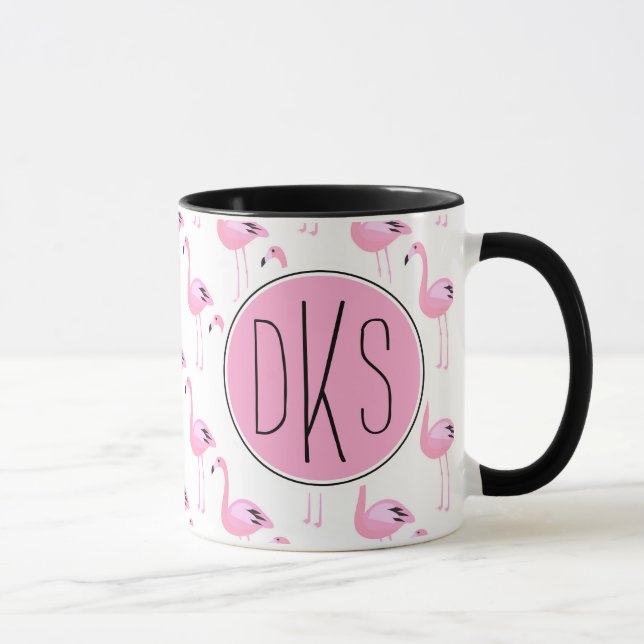 Pink Flamingos | Monogram Mug (Right)