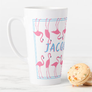 Pink Flamingos Name Template Tall Latte mug