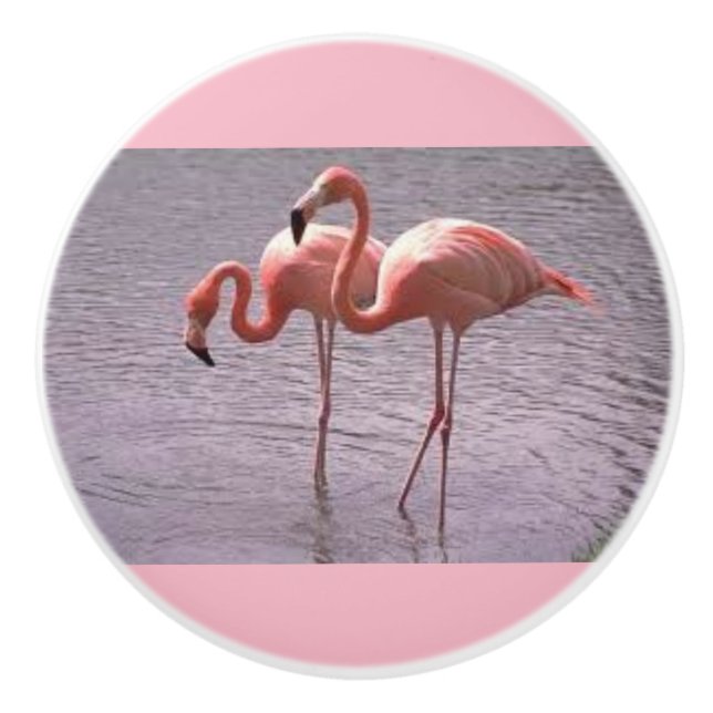 Pink Flamingos on  Ceramic Knobs and Pulls (Front)