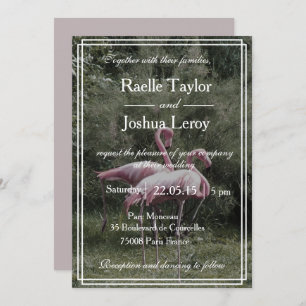 Pink flamingos outdoor nature wedding invitation