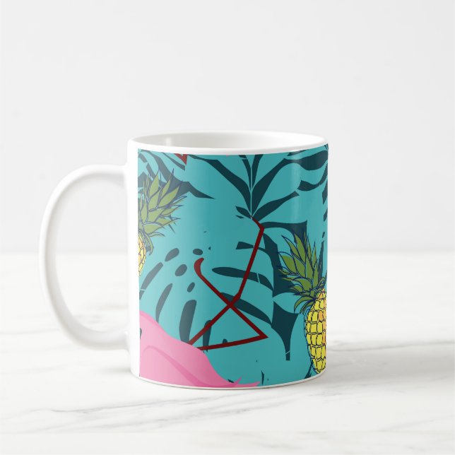 Pink Flamingos Palm: Exotic Hawaii Coffee Mug (Left)
