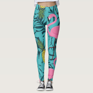 Pink Flamingos Palm: Exotic Hawaii Leggings