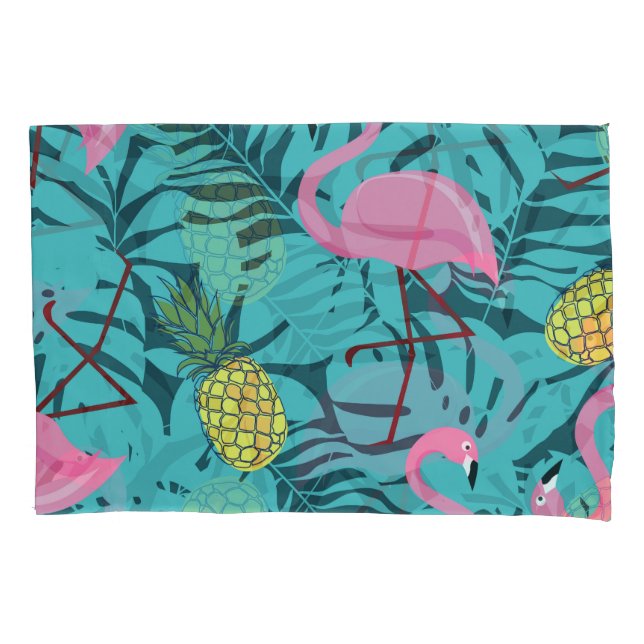 Pink Flamingos Palm: Exotic Hawaii Pillowcase (Front)