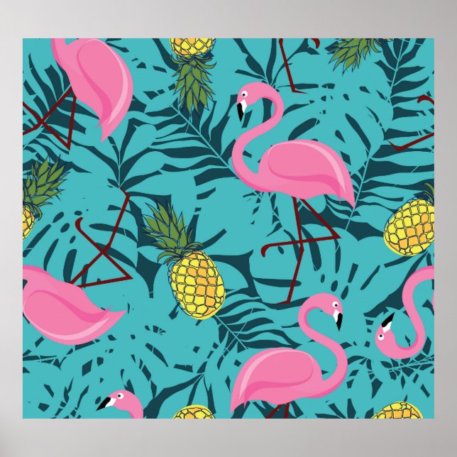 Pink Flamingos Palm: Exotic Hawaii Poster (Front)