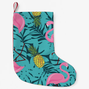Pink Flamingos Palm: Exotic Hawaii Small Christmas Stocking