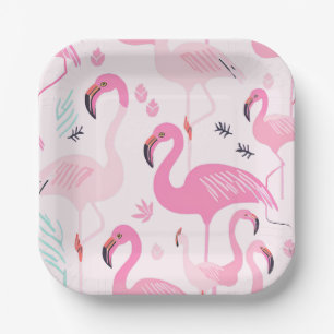 Pink Flamingos Paper Plate