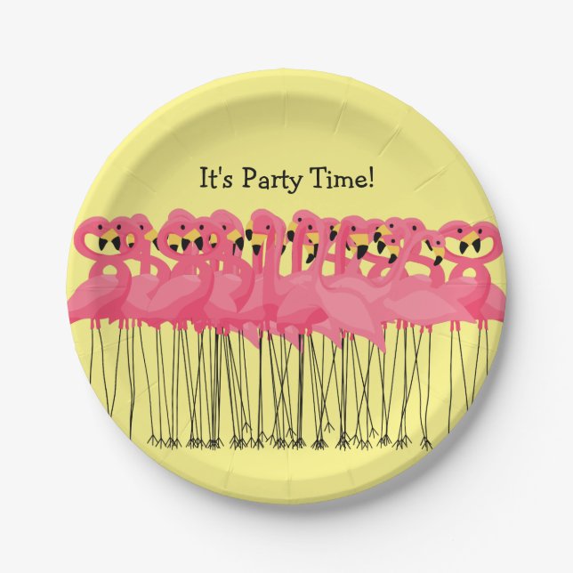 Pink Flamingos Party Plates (Front)