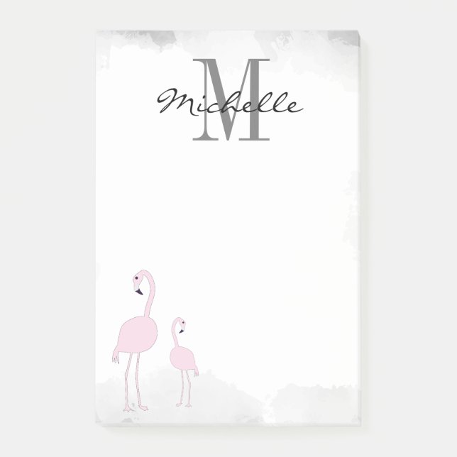 Pink Flamingos Personalised  Post-it Notes (Front)