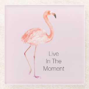 Pink Flamingos Personalized Glass Coaster