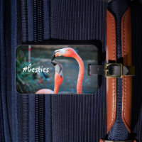 Pink Flamingos Photo Besties Script Stylish Modern