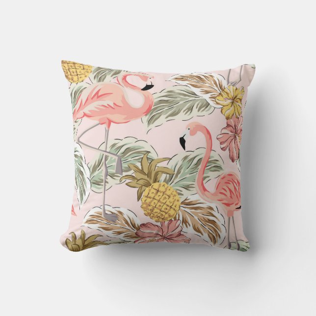 Pink Flamingos & Pineapples Cushion (Front)