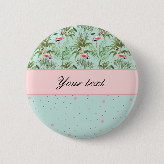 Pink Flamingos Polka Dots 6 Cm Round Badge (Front)