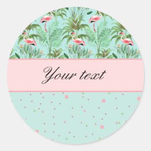Pink Flamingos Polka Dots Classic Round Sticker