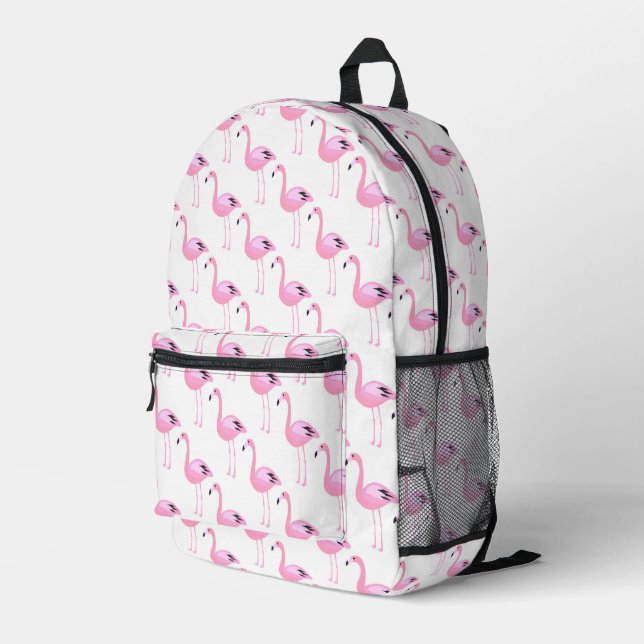 Pink Flamingos Printed Backpack (Back Corner Right)
