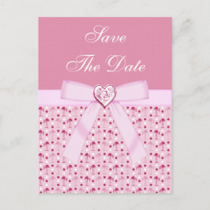 Pink Flamingos Save The Date Wedding Announcement Postcard