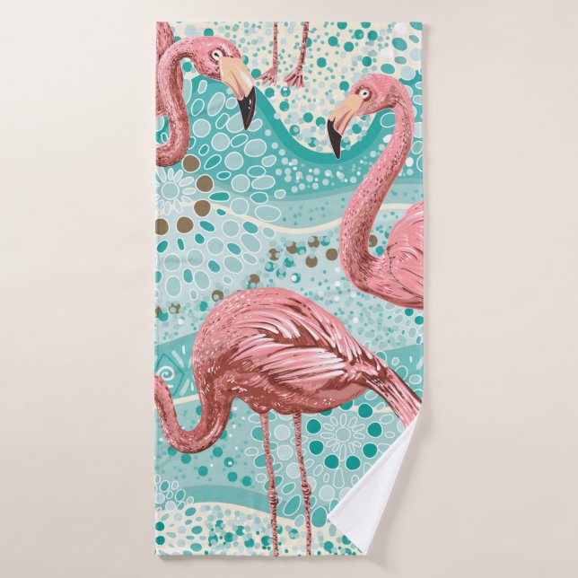 Pink flamingos seamless pattern bath towel (Bath Towel)