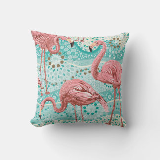 Pink flamingos seamless pattern cushion