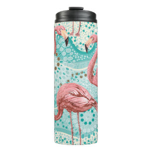 Pink flamingos seamless pattern thermal tumbler