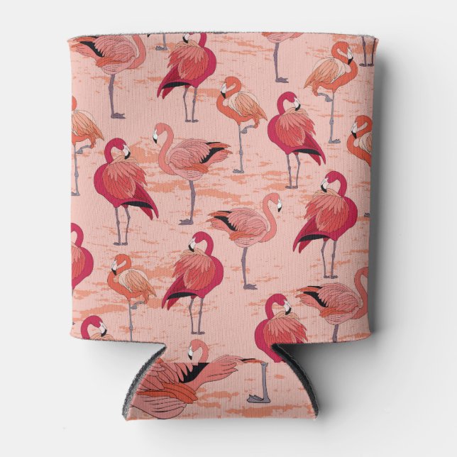 Pink Flamingos: Seamless Tropical Pattern Can Cooler (Front)