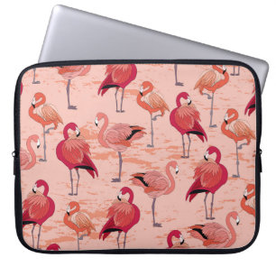 Pink Flamingos: Seamless Tropical Pattern Laptop Sleeve