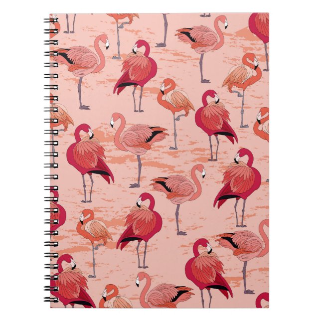Pink Flamingos: Seamless Tropical Pattern Notebook (Front)