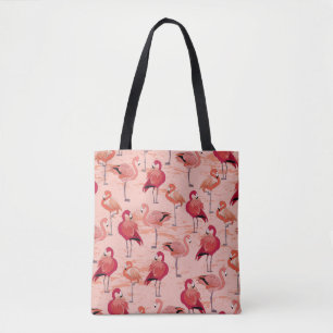 Pink Flamingos: Seamless Tropical Pattern Tote Bag