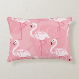 Pink flamingos: seamless vintage illustration. decorative cushion