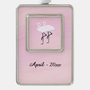 Pink Flamingos Silver Plated Framed Ornament