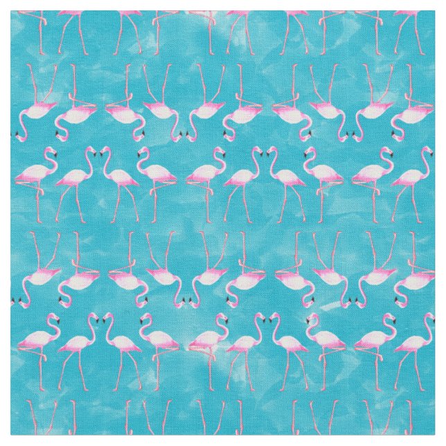 Pink Flamingos Summer Beach Fabric (Close Up)