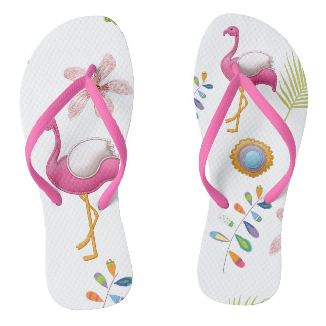 Pink Flamingos Summer Fun Jandals (Footbed)
