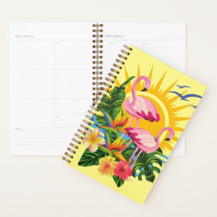 Pink Flamingos Sunshine and Tropical Flowers  Planner