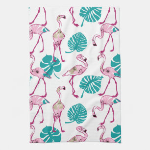 Pink Flamingos Tea Towel