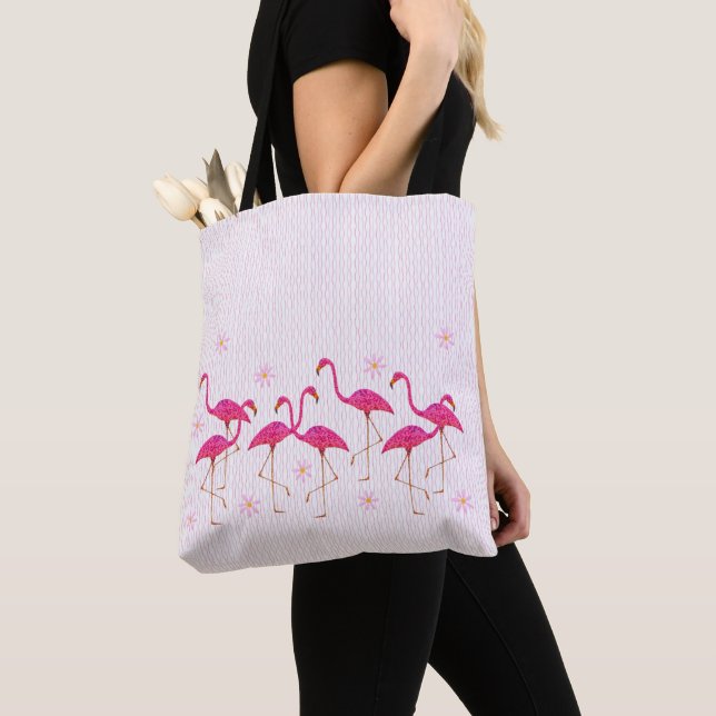 Pink Flamingos Tote Bag (Close Up)