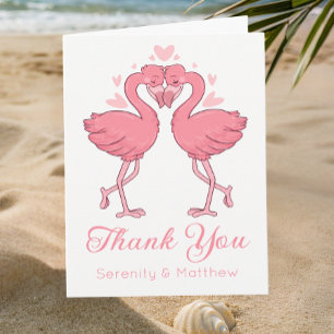 Pink Flamingos Tropical Beach Wedding Thank You