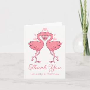 Pink Flamingos Tropical Beach Wedding Thank You