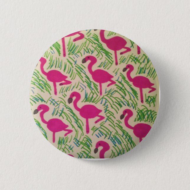 Pink Flamingos Tropical Pattern 6 Cm Round Badge (Front)