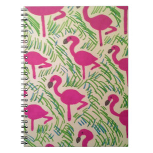 Pink Flamingos Tropical Pattern Spiral Notebook