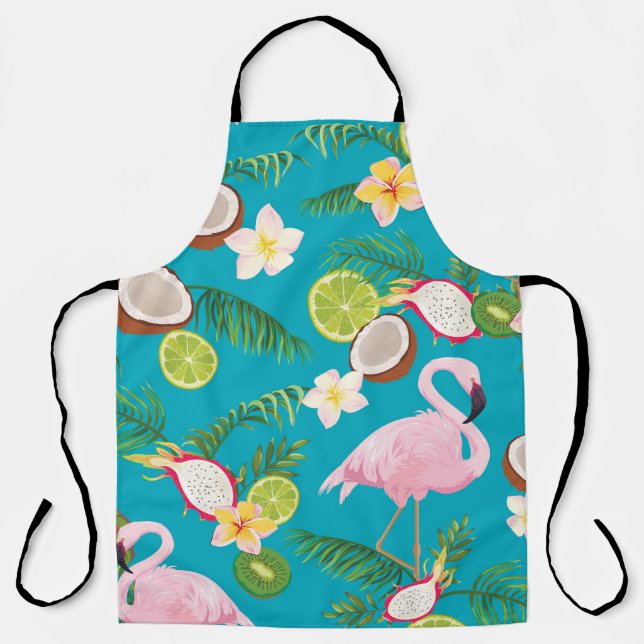 Pink Flamingos: Tropical Seamless Pattern Apron (Front)