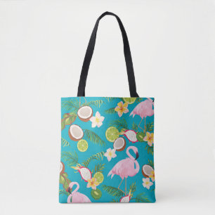 Pink Flamingos: Tropical Seamless Pattern Tote Bag