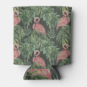 Pink flamingos, tropical vintage pattern. can cooler