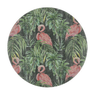 Pink flamingos, tropical vintage pattern. cutting board