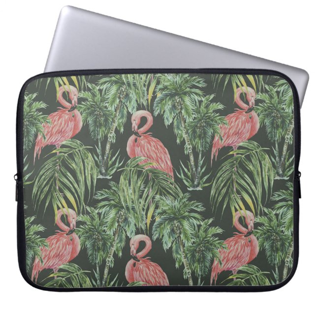 Pink flamingos, tropical vintage pattern. laptop sleeve (Front)