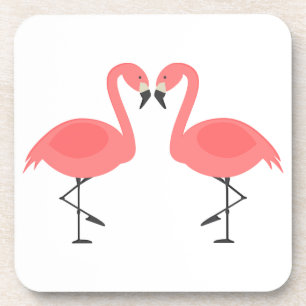 Pink Flamingos Tropical Wedding, Party, Luau Coaster