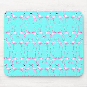 Pink Flamingos Turqouise Summer Beach Mouse Pad