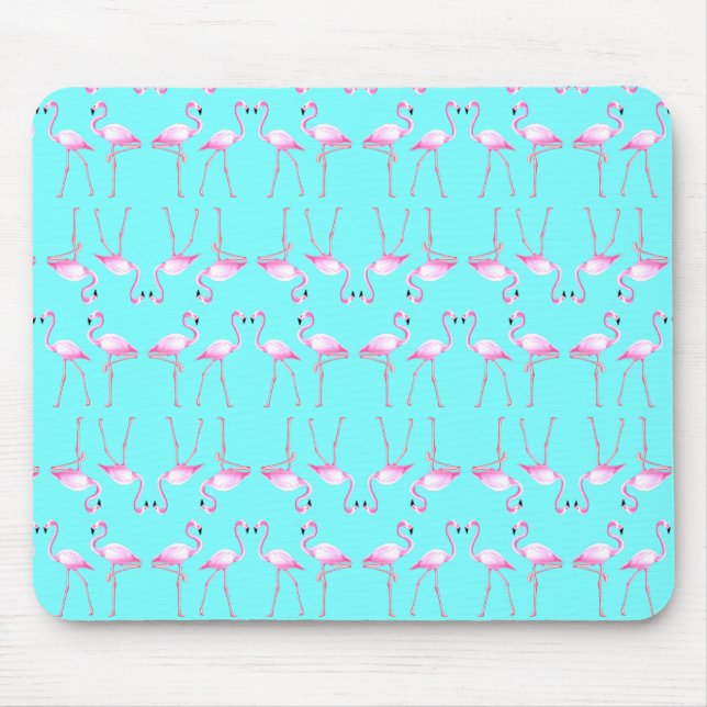 Pink Flamingos Turqouise Summer Beach Mouse Pad (Front)